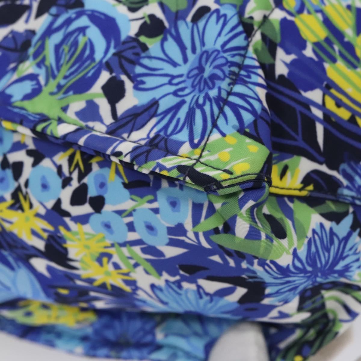 PRADA Flower Tote Bag Nylon Blue Auth bs22344