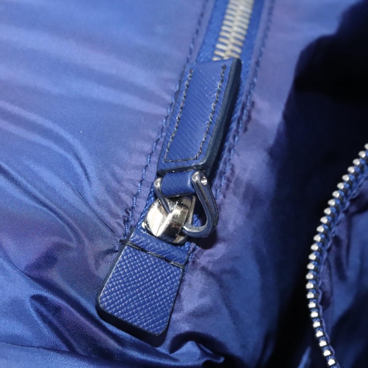 PRADA Flower Tote Bag Nylon Blue Auth bs22344