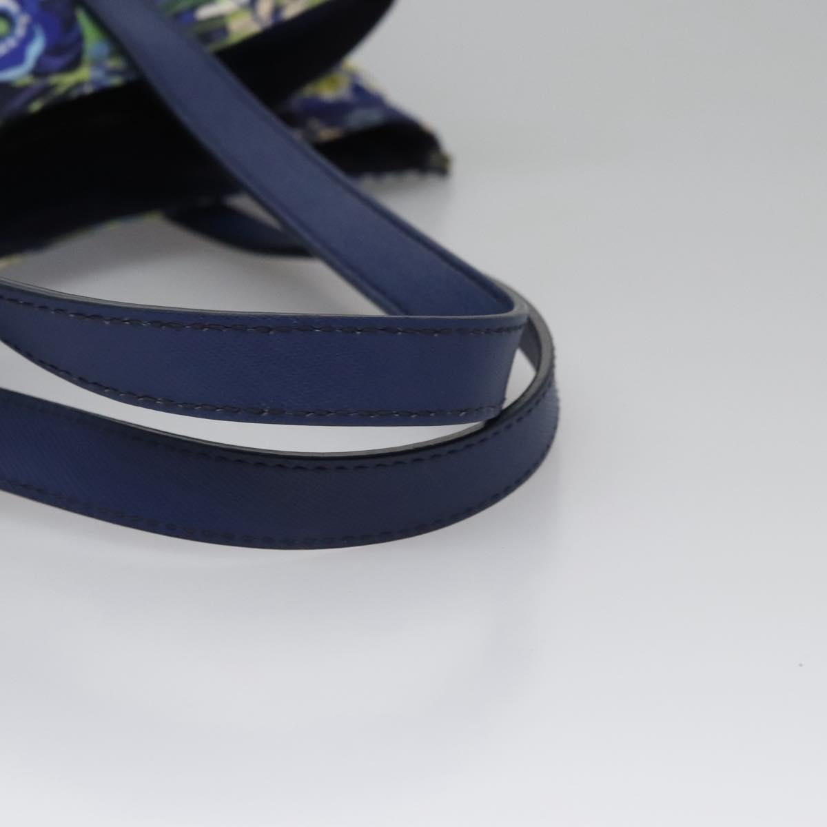 PRADA Flower Tote Bag Nylon Blue Auth bs22344