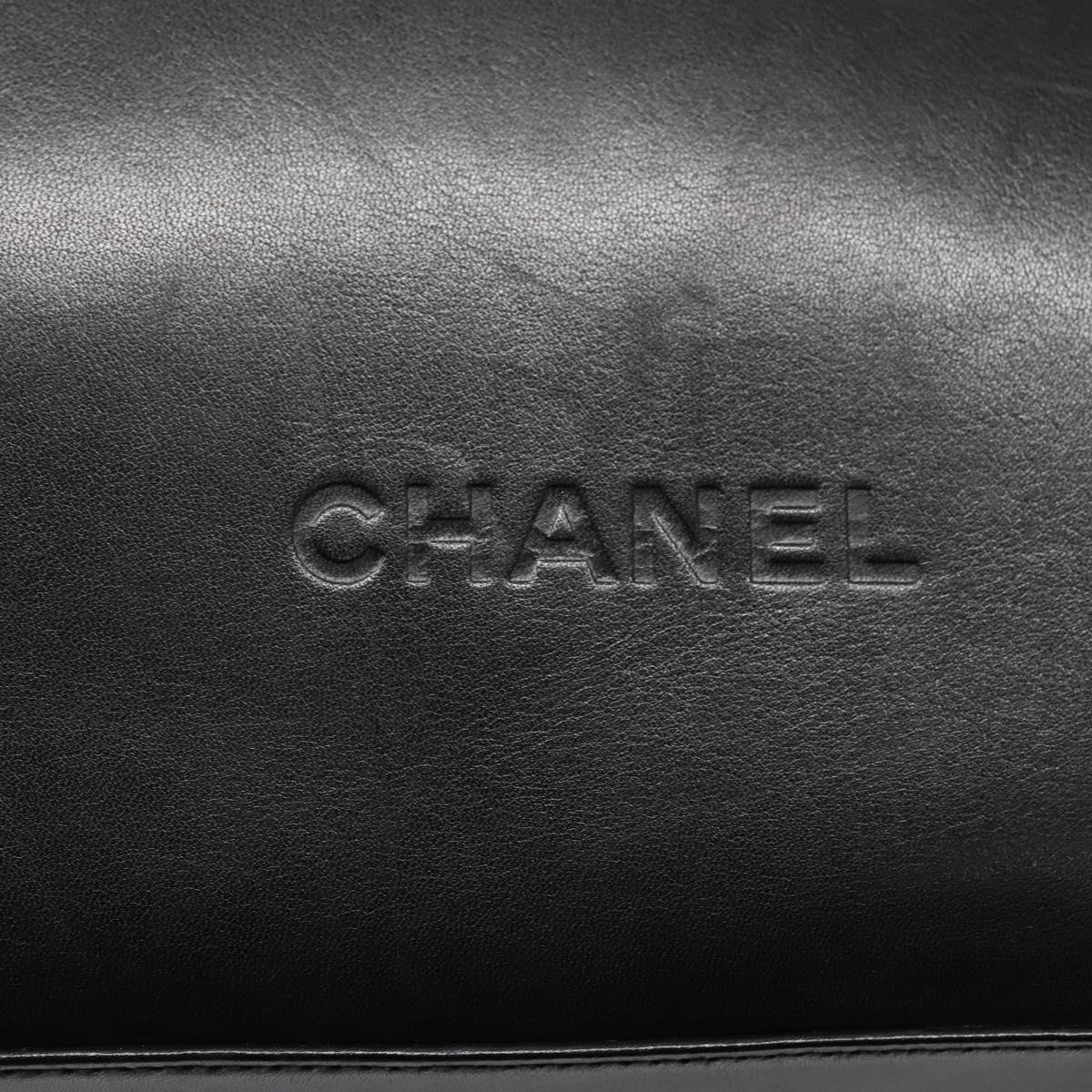 CHANEL Shoulder Bag Leather Black CC Auth bs22384