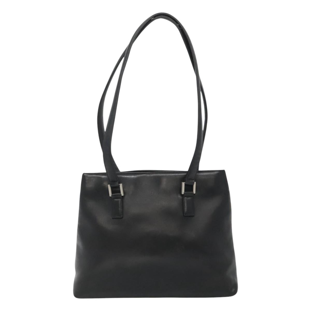 CHANEL Shoulder Bag Leather Black CC Auth bs22384