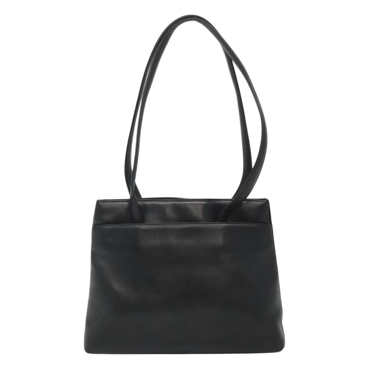 CHANEL Shoulder Bag Leather Black CC Auth bs22384