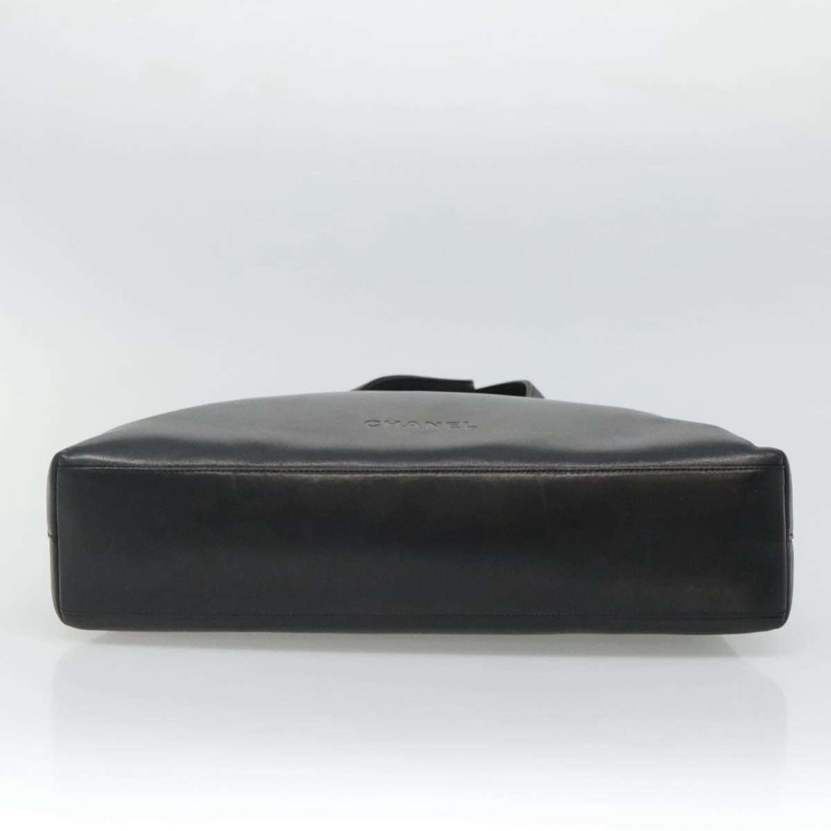 CHANEL Shoulder Bag Leather Black CC Auth bs22384