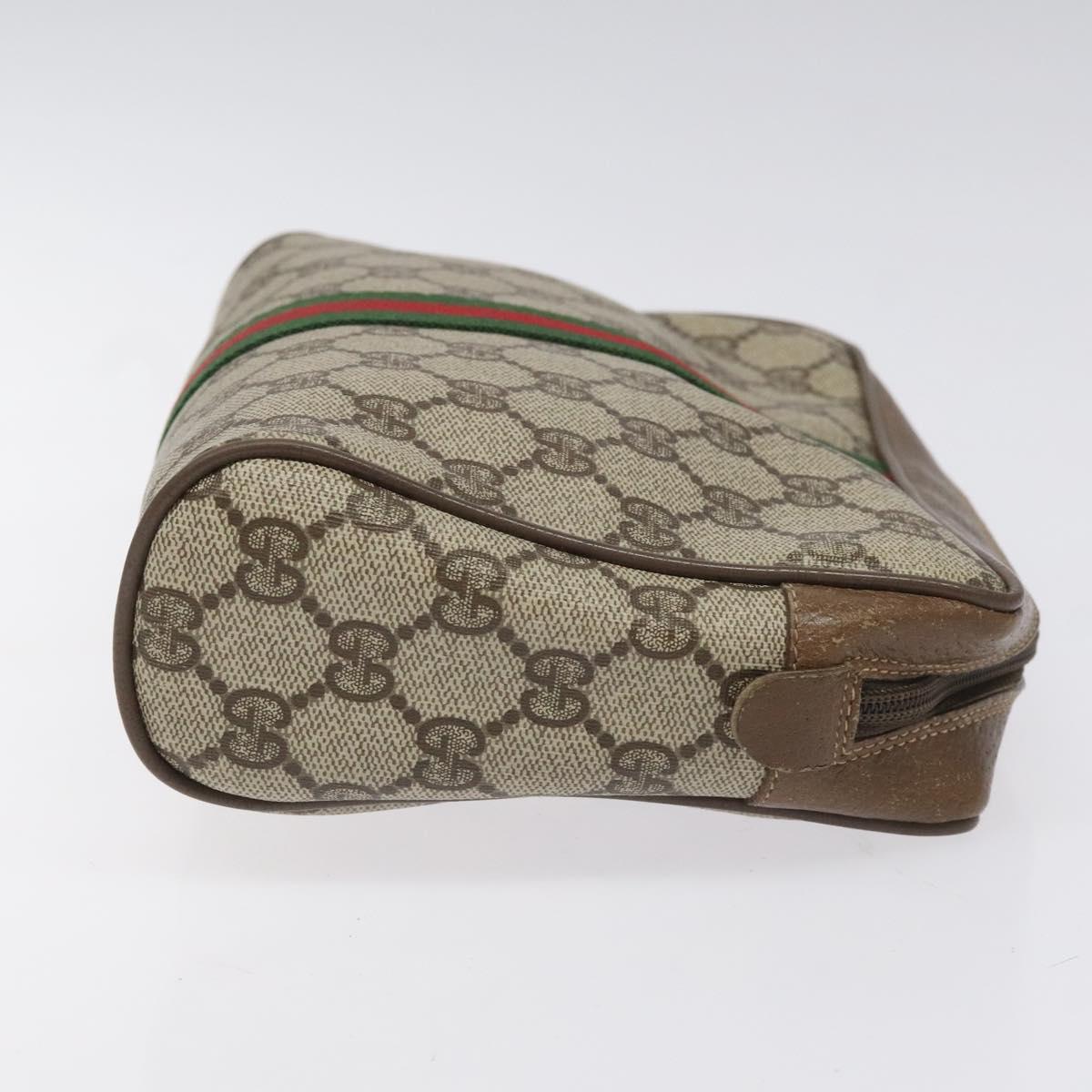 GUCCI GG Supreme Web Sherry Line Clutch Bag PVC Beige Red 89 01 012 Auth bs22392