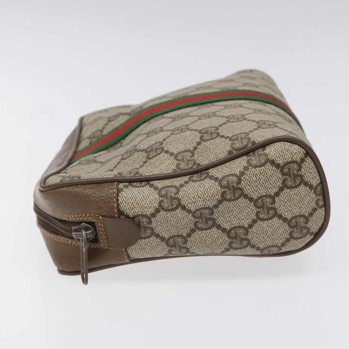 GUCCI GG Supreme Web Sherry Line Clutch Bag PVC Beige Red 89 01 012 Auth bs22392