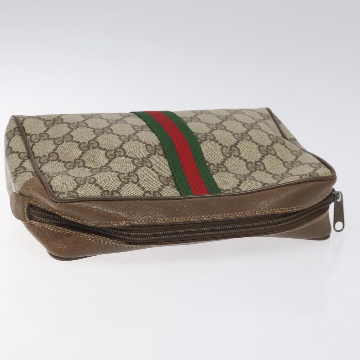 GUCCI GG Supreme Web Sherry Line Clutch Bag PVC Beige Red 89 01 012 Auth bs22392