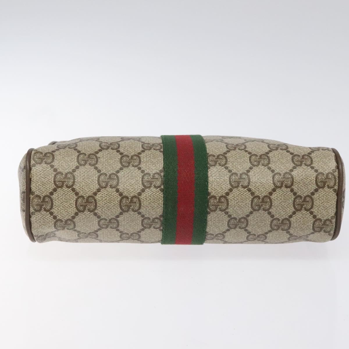 GUCCI GG Supreme Web Sherry Line Clutch Bag PVC Beige Red 89 01 012 Auth bs22392