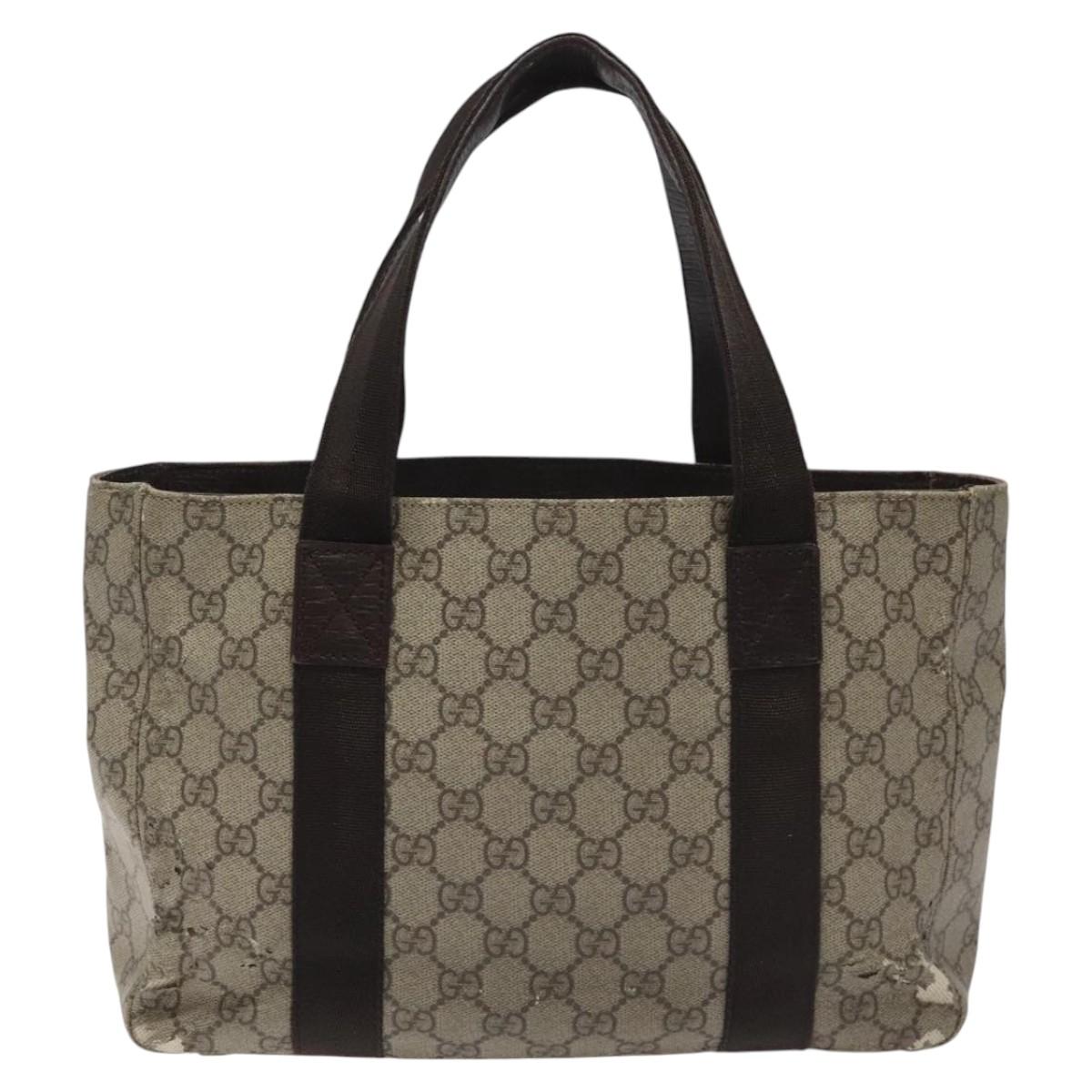GUCCI GG Supreme Tote Bag PVC Beige 141976 Auth bs22395