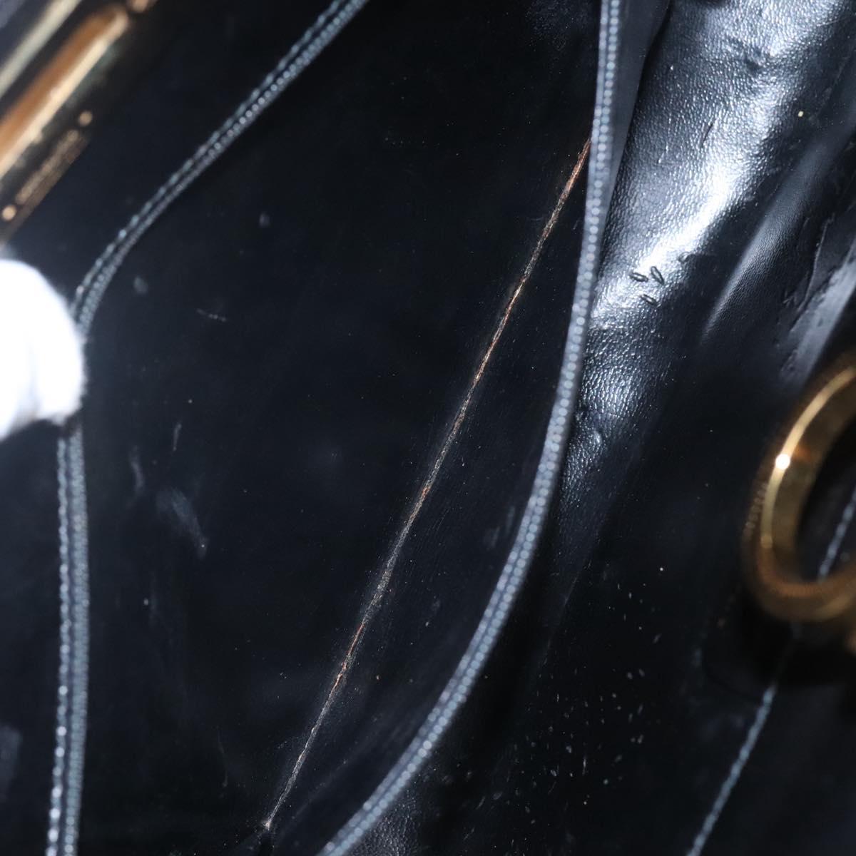 Salvatore Ferragamo Gancini Chain Shoulder Bag Leather Black Gold Auth bs22402