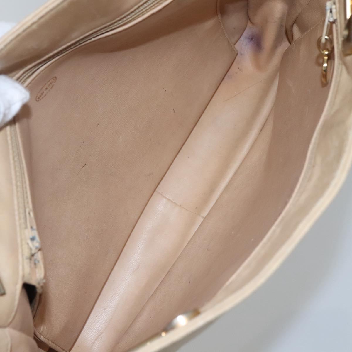 CHANEL Matelasse Chain Shoulder Bag Lamb Skin Beige CC Auth bs22414