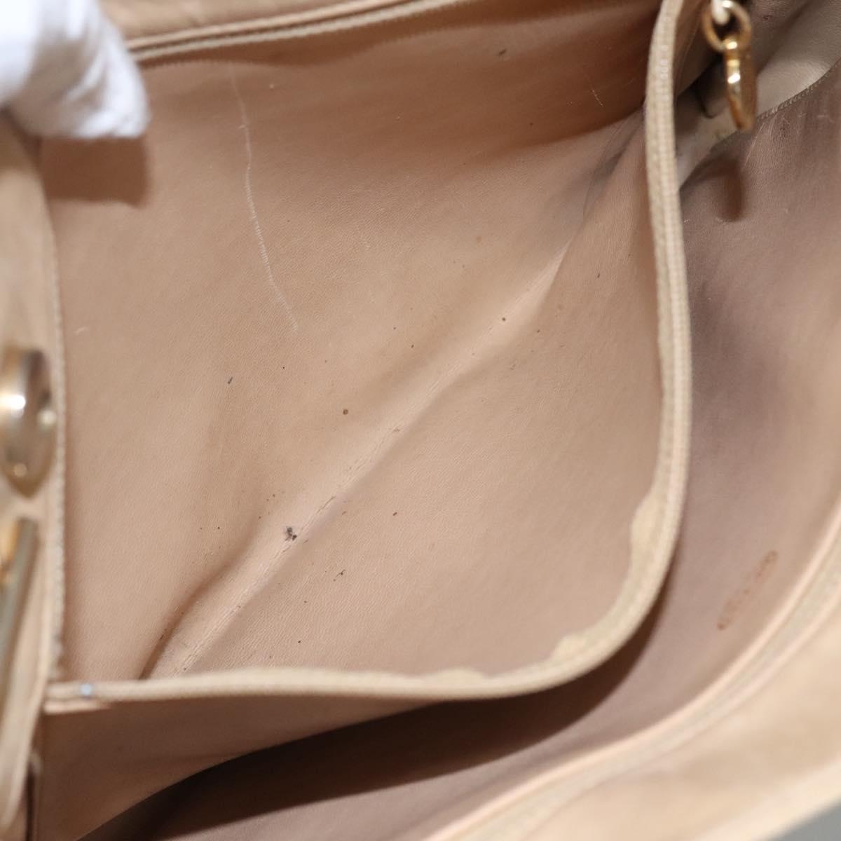 CHANEL Matelasse Chain Shoulder Bag Lamb Skin Beige CC Auth bs22414