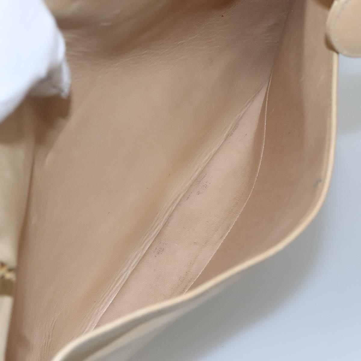 CHANEL Matelasse Chain Shoulder Bag Lamb Skin Beige CC Auth bs22414