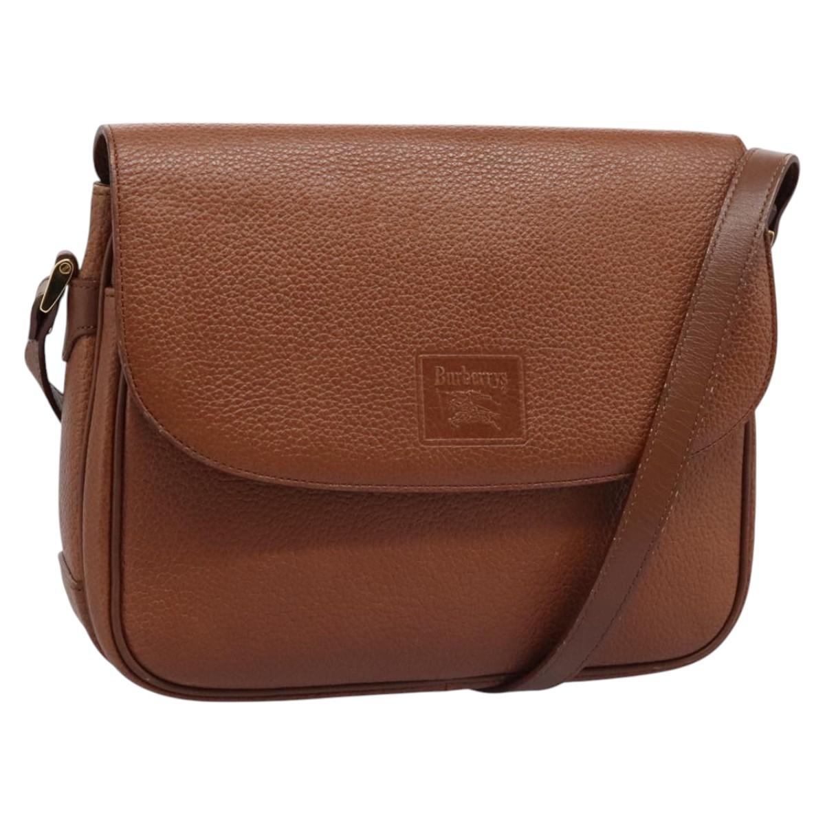 Burberrys Shoulder Bag Leather Brown Auth bs22432