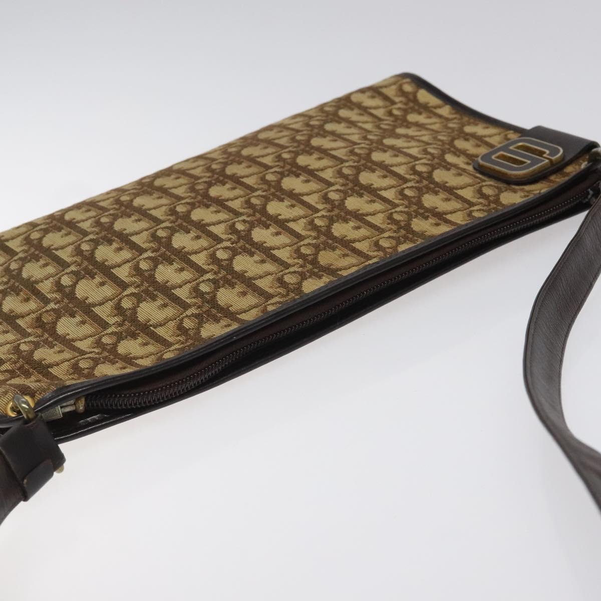 Christian Dior Trotter Canvas Shoulder Bag Brown Auth bs22437