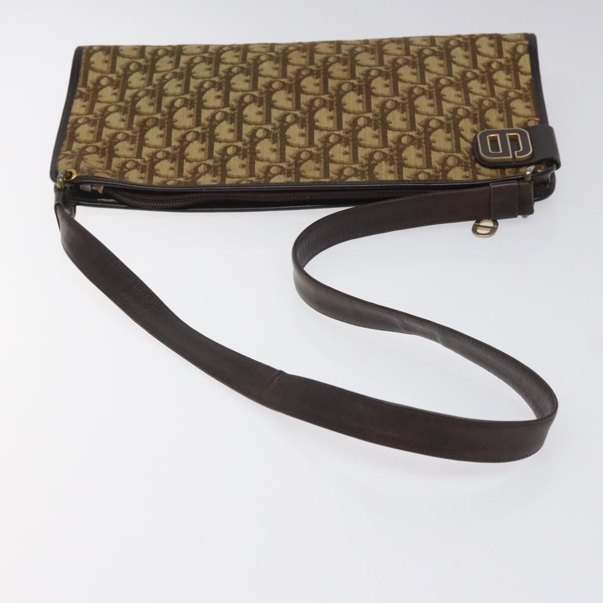 Christian Dior Trotter Canvas Shoulder Bag Brown Auth bs22437