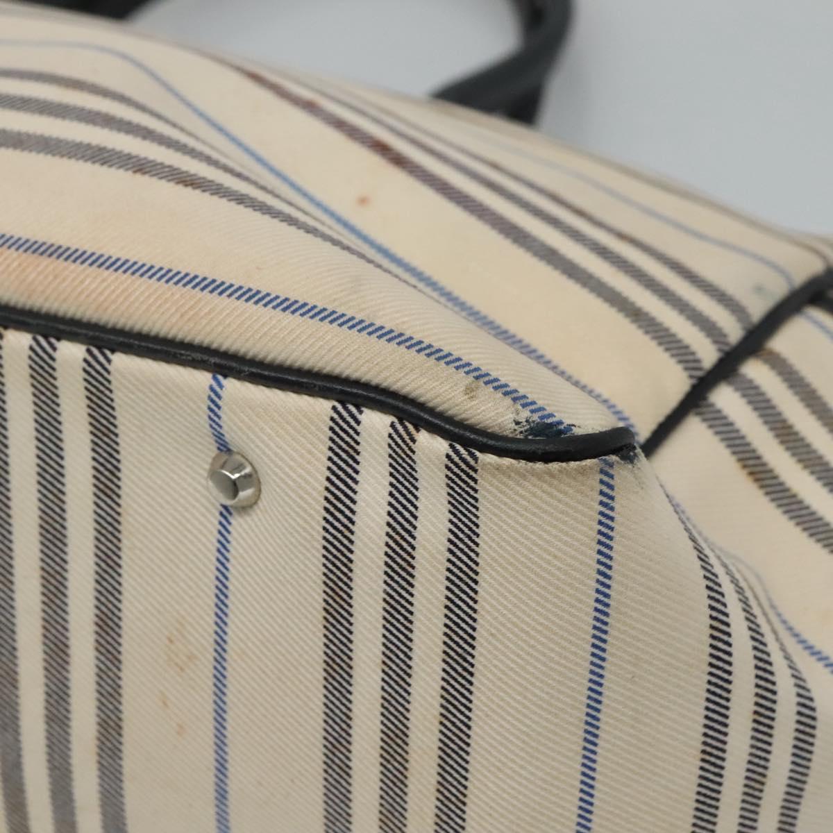 BURBERRY Tote Bag Canvas White Auth bs22443