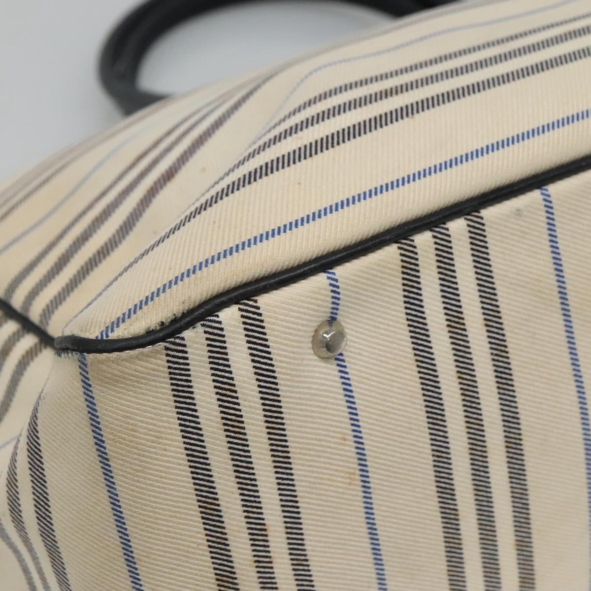 BURBERRY Tote Bag Canvas White Auth bs22443