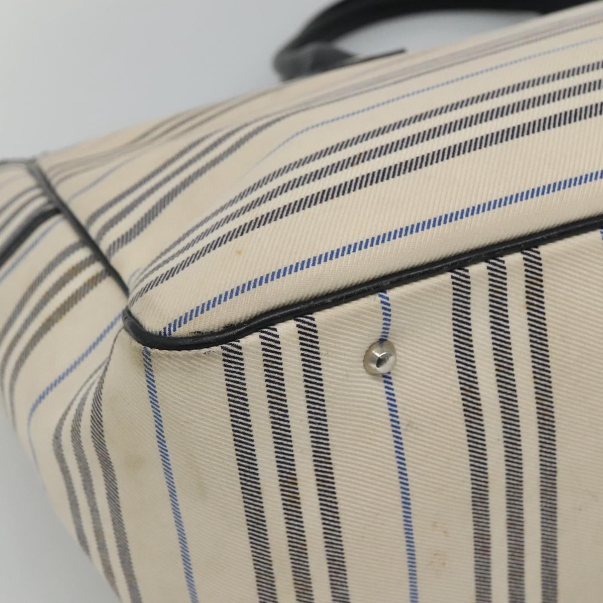 BURBERRY Tote Bag Canvas White Auth bs22443