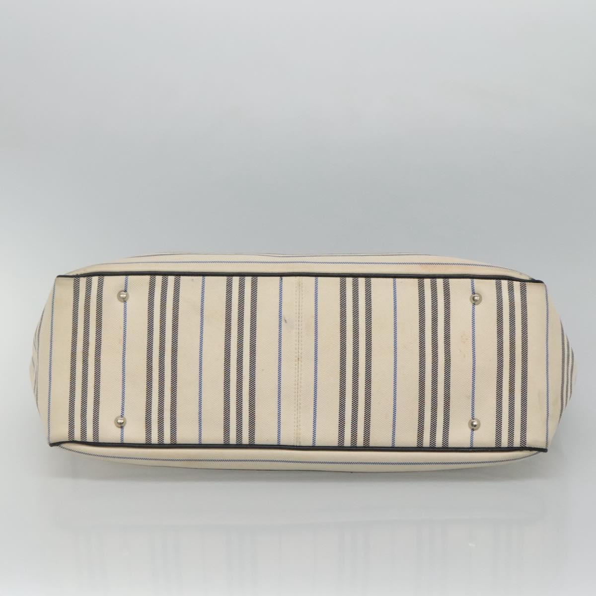 BURBERRY Tote Bag Canvas White Auth bs22443