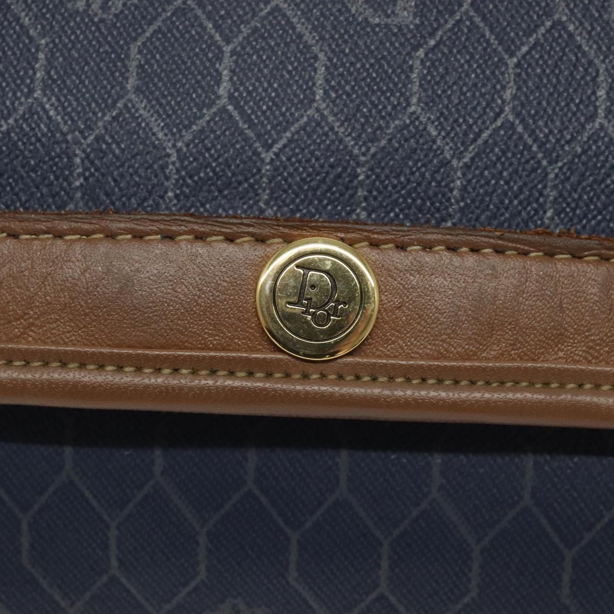 Christian Dior Honeycomb Canvas Clutch Bag PVC Leather Navy Auth bs22450