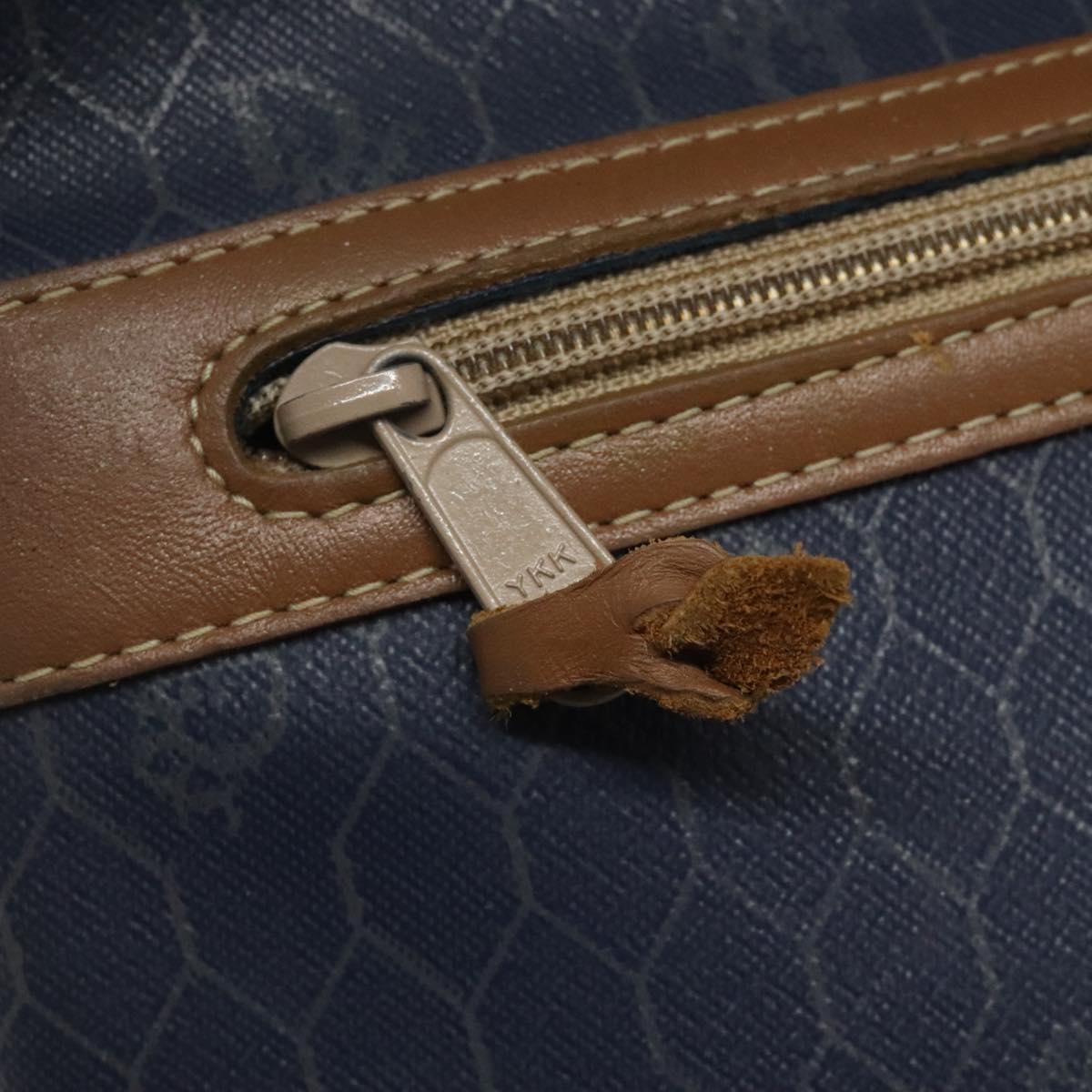 Christian Dior Honeycomb Canvas Clutch Bag PVC Leather Navy Auth bs22450