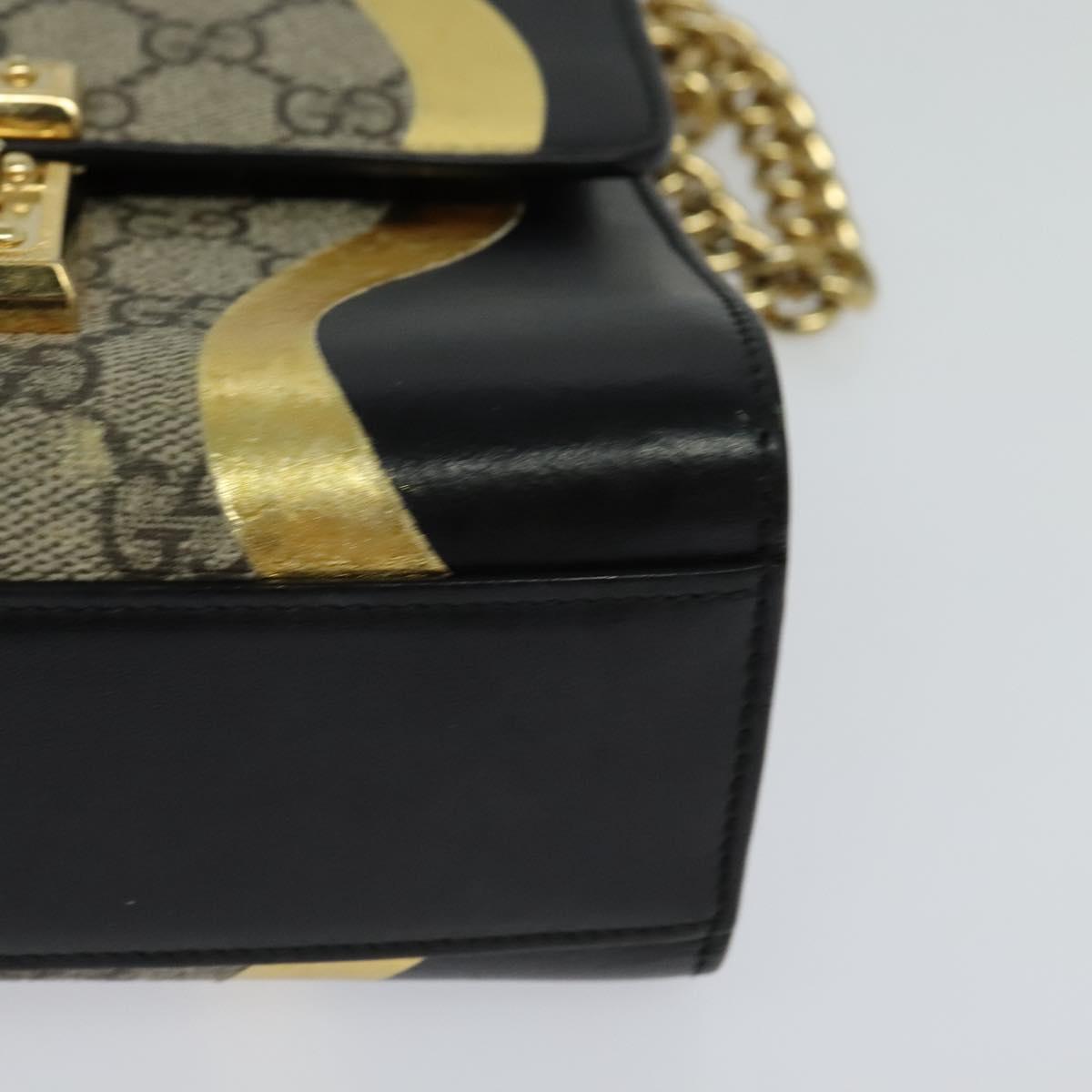 GUCCI GG Supreme Chain Shoulder Bag PVC Leather Beige 432182 Auth bs22457
