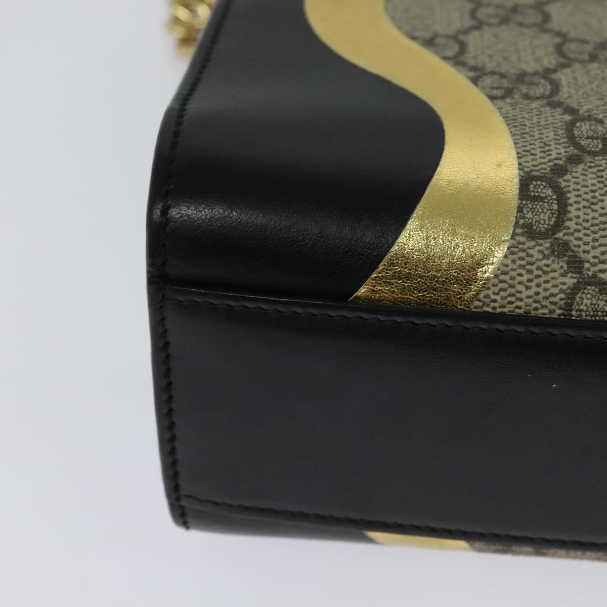 GUCCI GG Supreme Chain Shoulder Bag PVC Leather Beige 432182 Auth bs22457