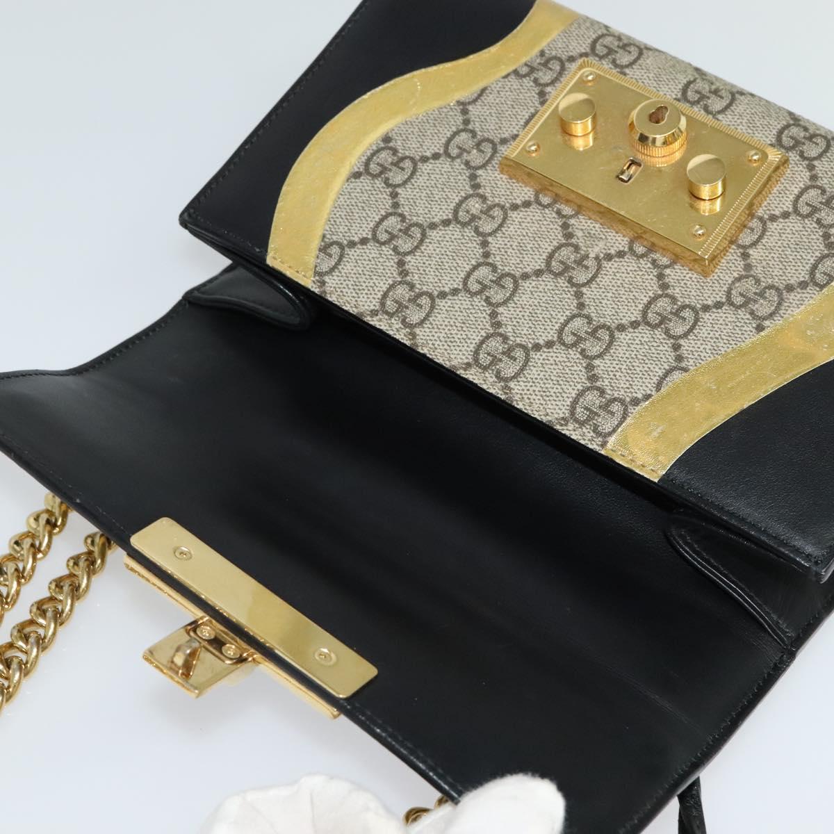GUCCI GG Supreme Chain Shoulder Bag PVC Leather Beige 432182 Auth bs22457