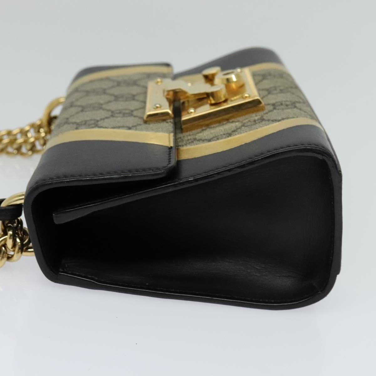 GUCCI GG Supreme Chain Shoulder Bag PVC Leather Beige 432182 Auth bs22457