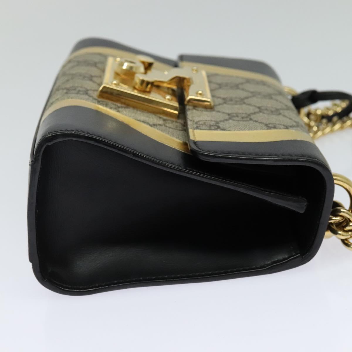 GUCCI GG Supreme Chain Shoulder Bag PVC Leather Beige 432182 Auth bs22457