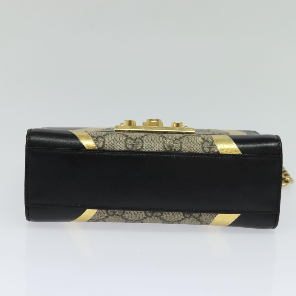 GUCCI GG Supreme Chain Shoulder Bag PVC Leather Beige 432182 Auth bs22457
