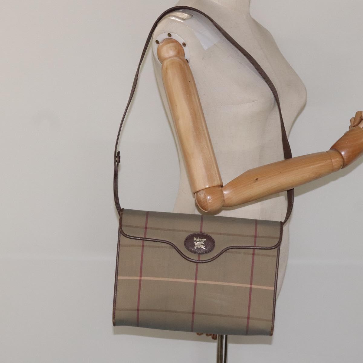 Burberrys Nova Check Shoulder Bag Canvas Beige Auth bs22474