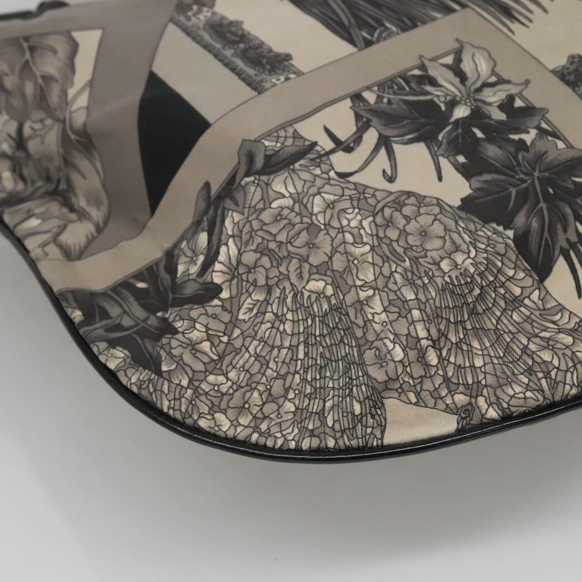 Salvatore Ferragamo Shoulder Bag Canvas Gray Black Silver Auth bs22485