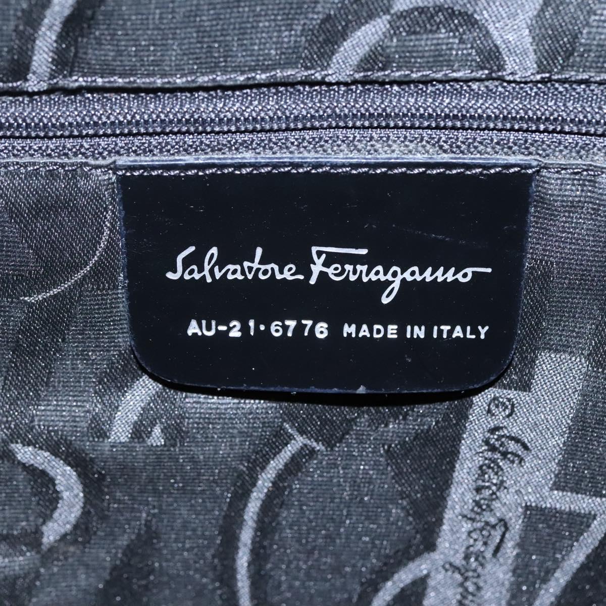 Salvatore Ferragamo Shoulder Bag Canvas Gray Black Silver Auth bs22485