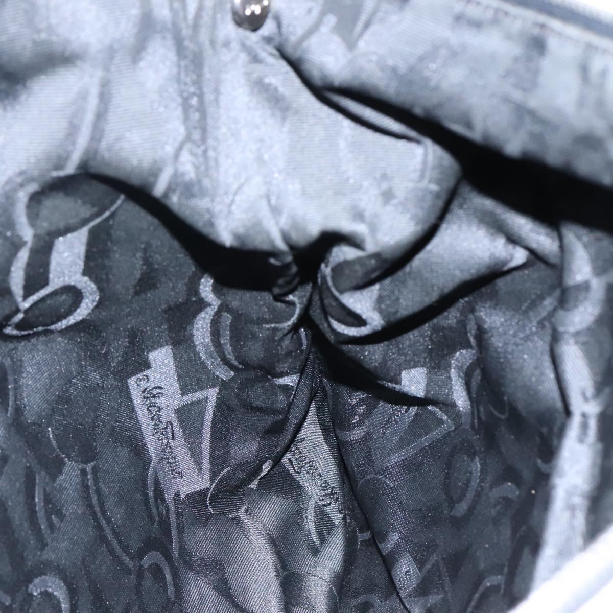 Salvatore Ferragamo Shoulder Bag Canvas Gray Black Silver Auth bs22485