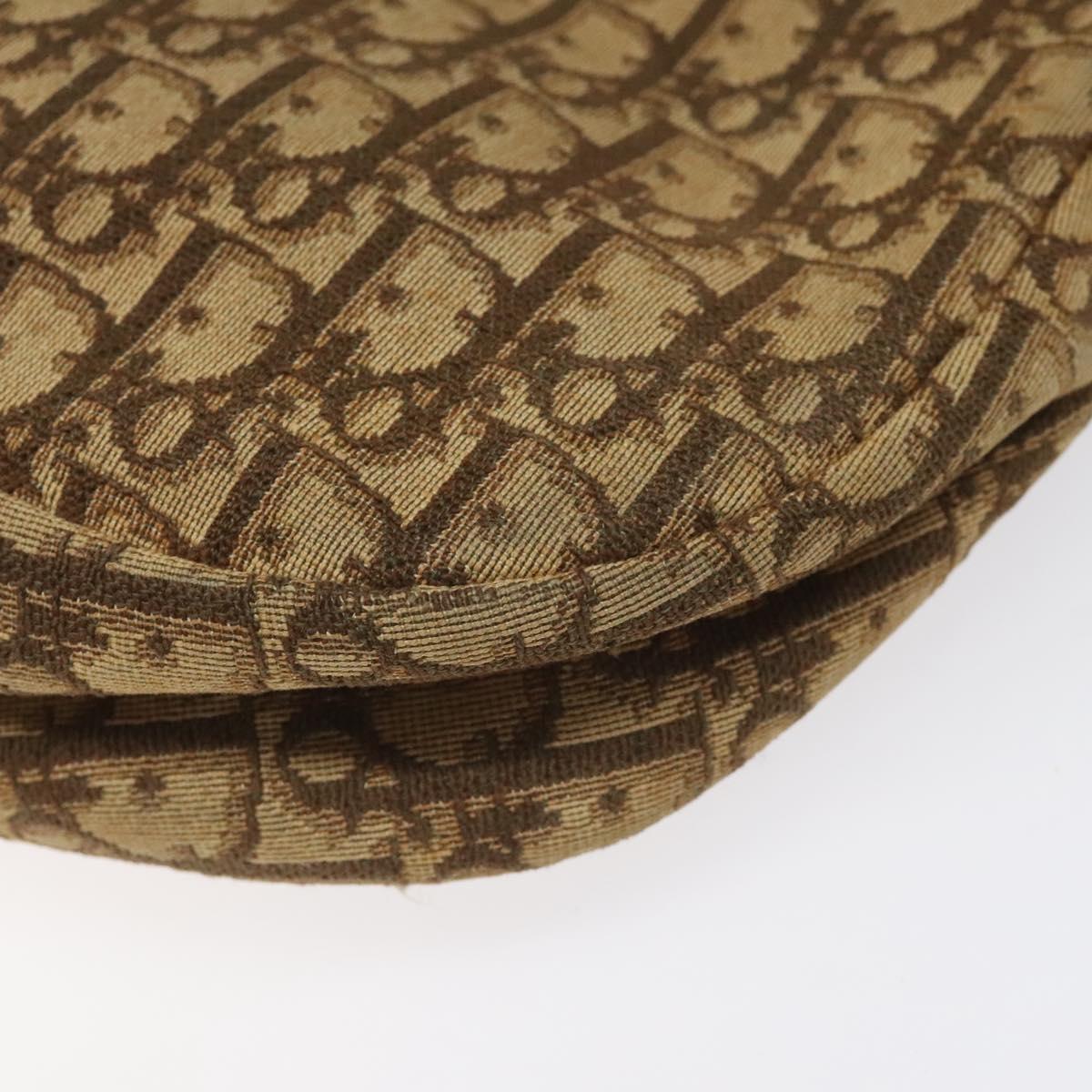 Christian Dior Trotter Canvas Shoulder Bag Brown Gold Auth bs22491