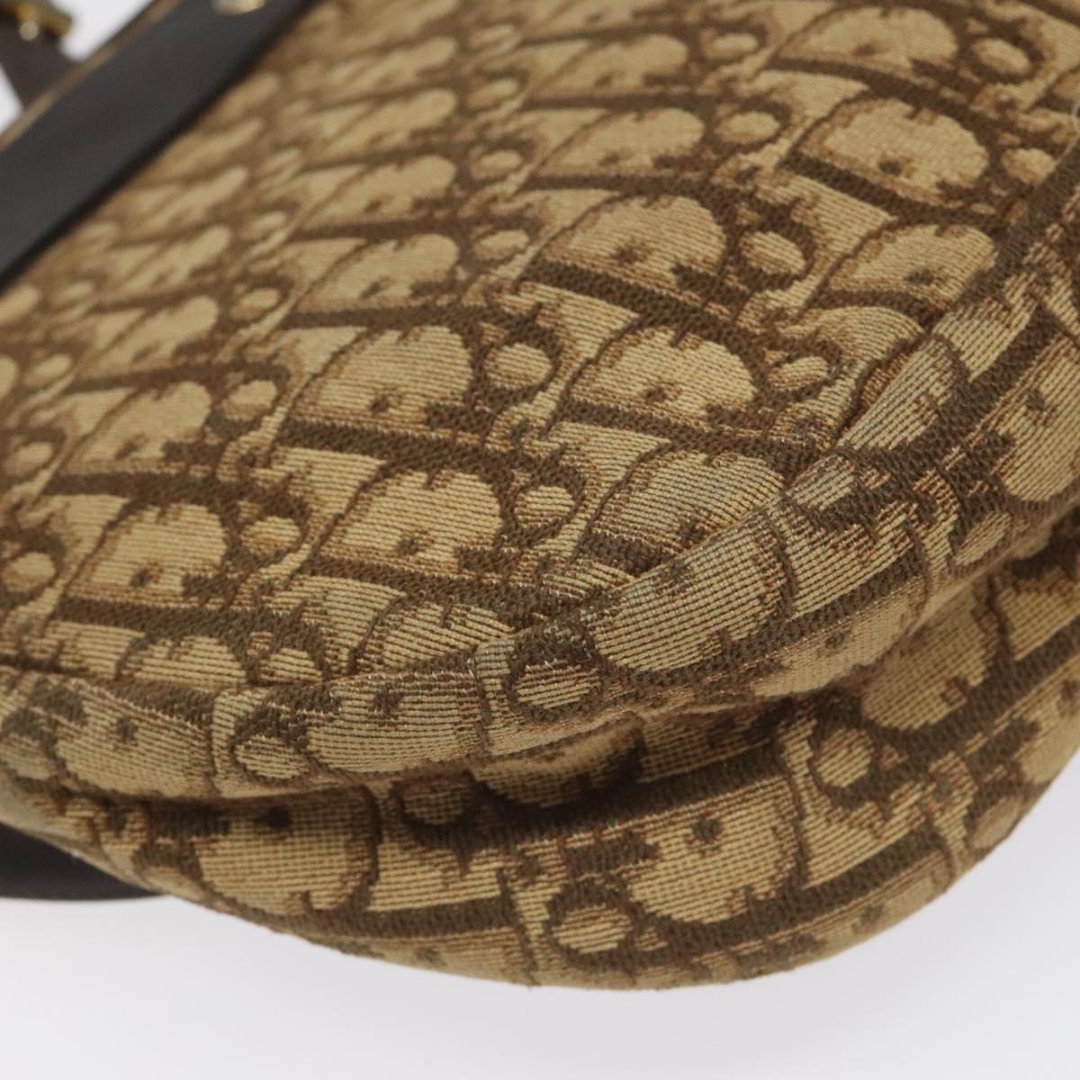 Christian Dior Trotter Canvas Shoulder Bag Brown Gold Auth bs22491