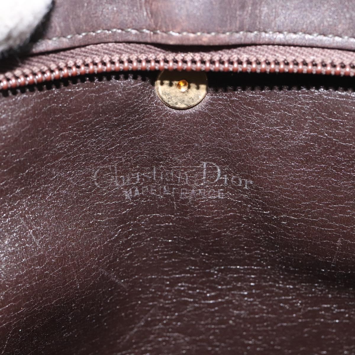 Christian Dior Trotter Canvas Shoulder Bag Brown Gold Auth bs22491