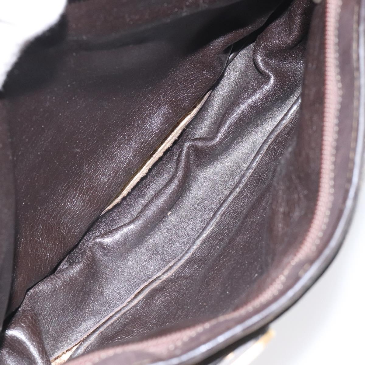 Christian Dior Trotter Canvas Shoulder Bag Brown Gold Auth bs22491