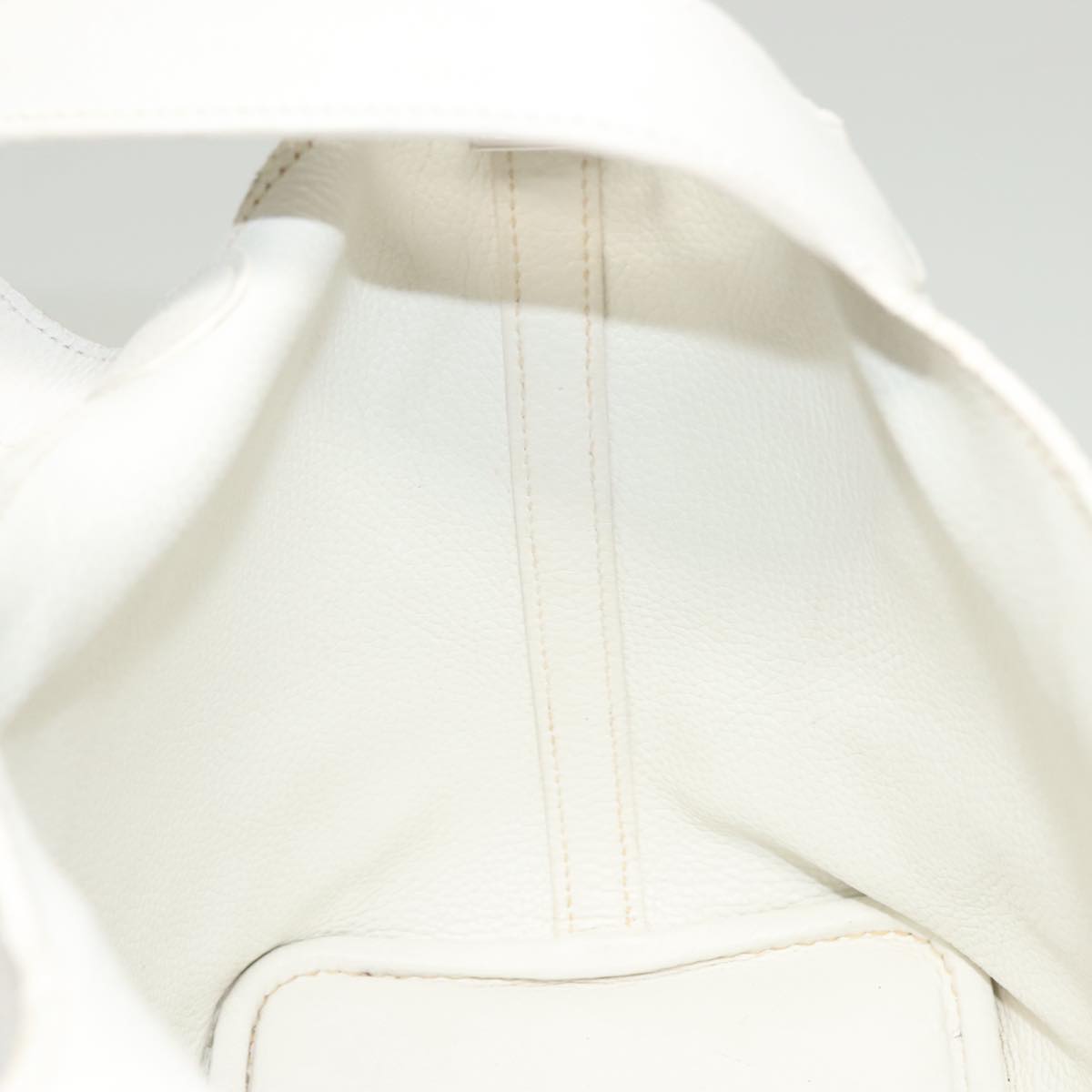 HERMES Picotan PM Hand Bag Leather White Silver Auth bs22497