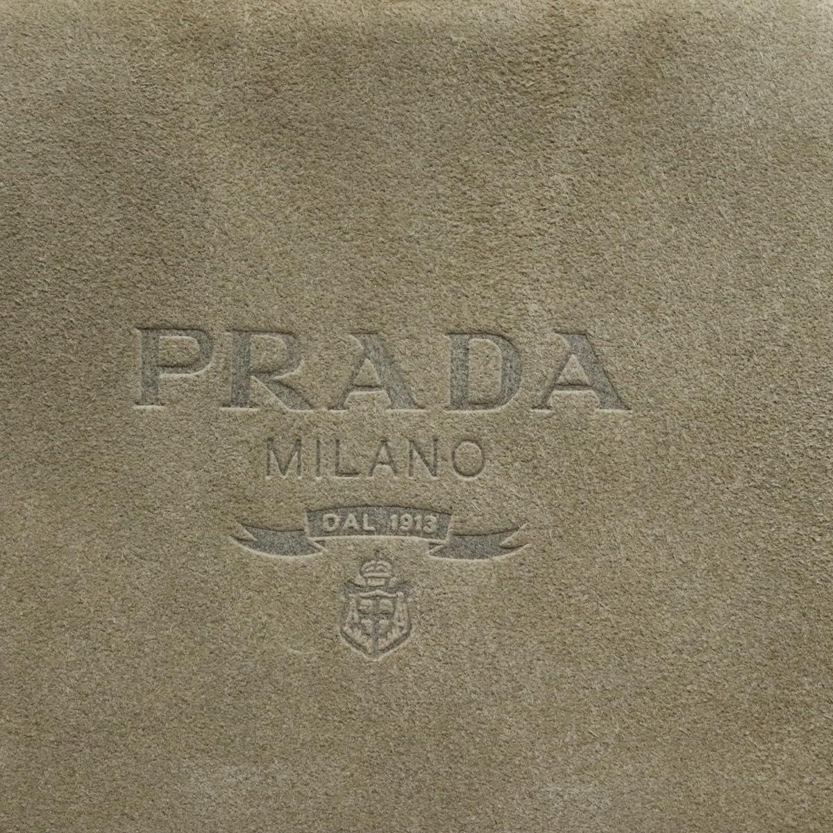 PRADA Tote Bag Suede Khaki Auth bs22528