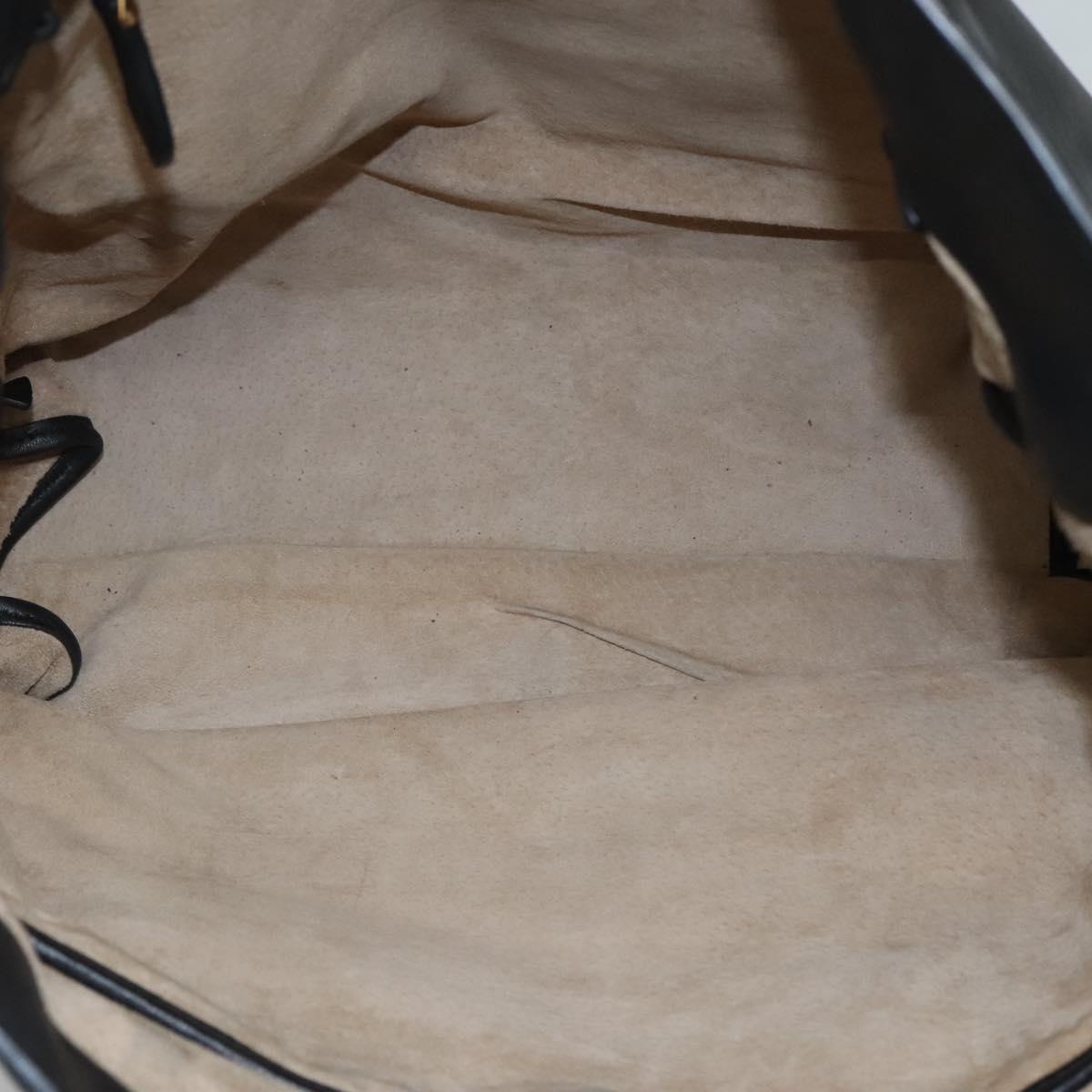 PRADA Tote Bag Leather Black Gold Auth bs22531