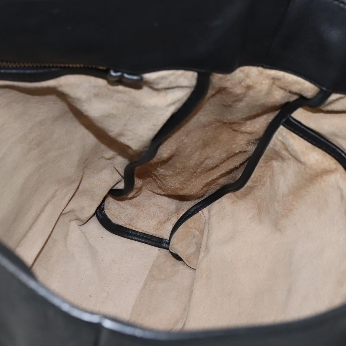 PRADA Tote Bag Leather Black Gold Auth bs22531A