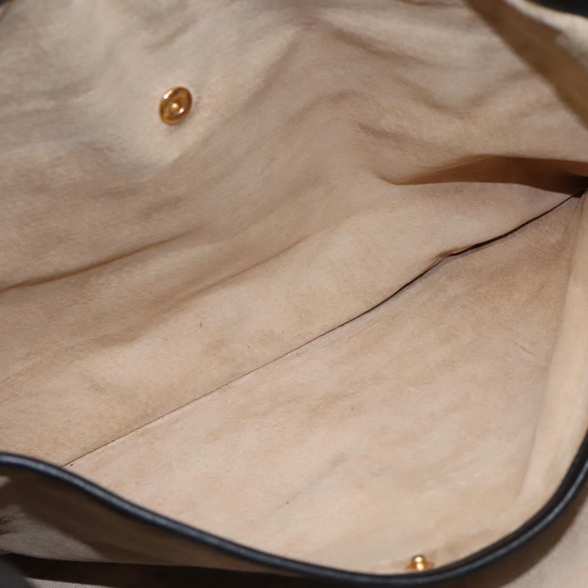 PRADA Tote Bag Leather Black Gold Auth bs22531