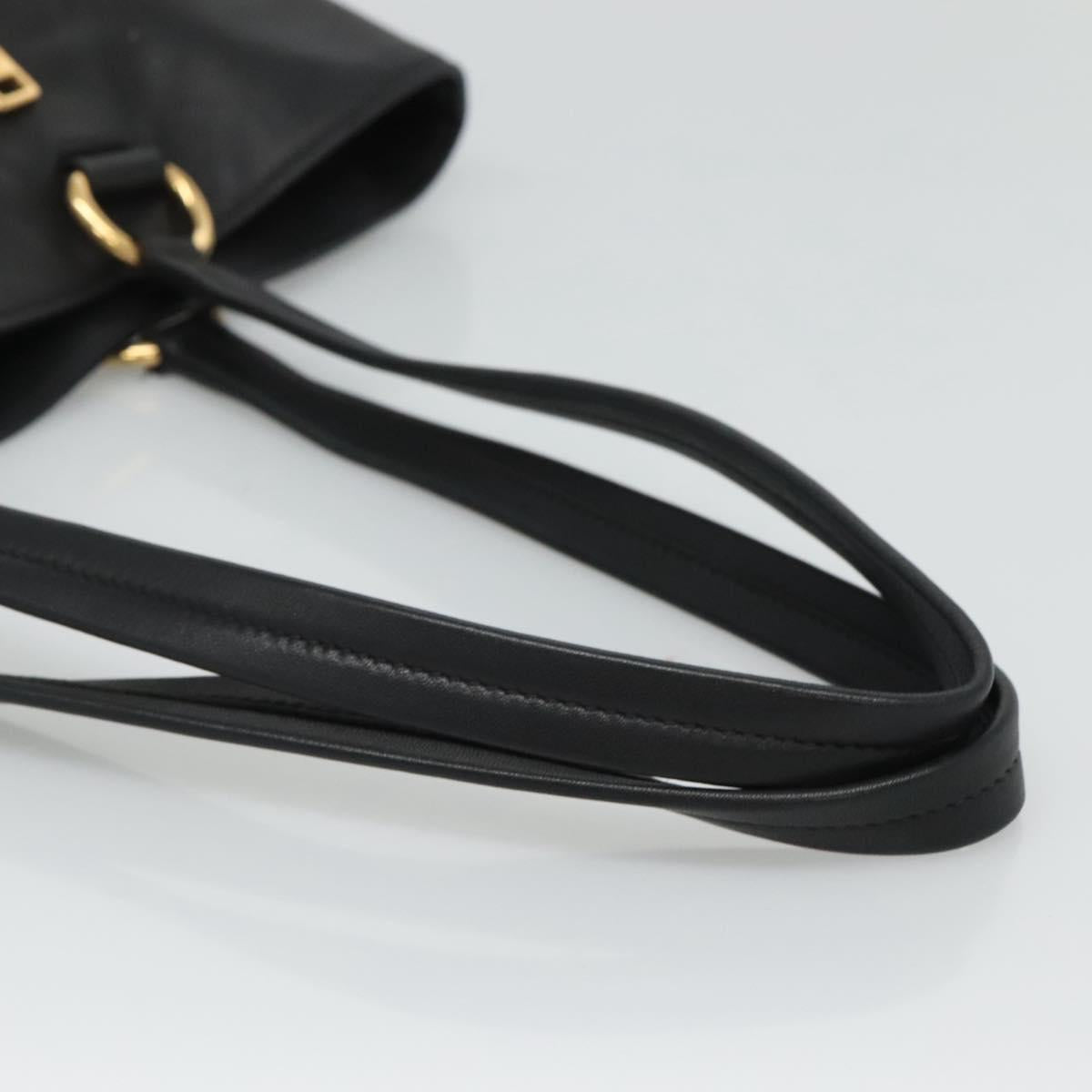PRADA Tote Bag Leather Black Gold Auth bs22531A