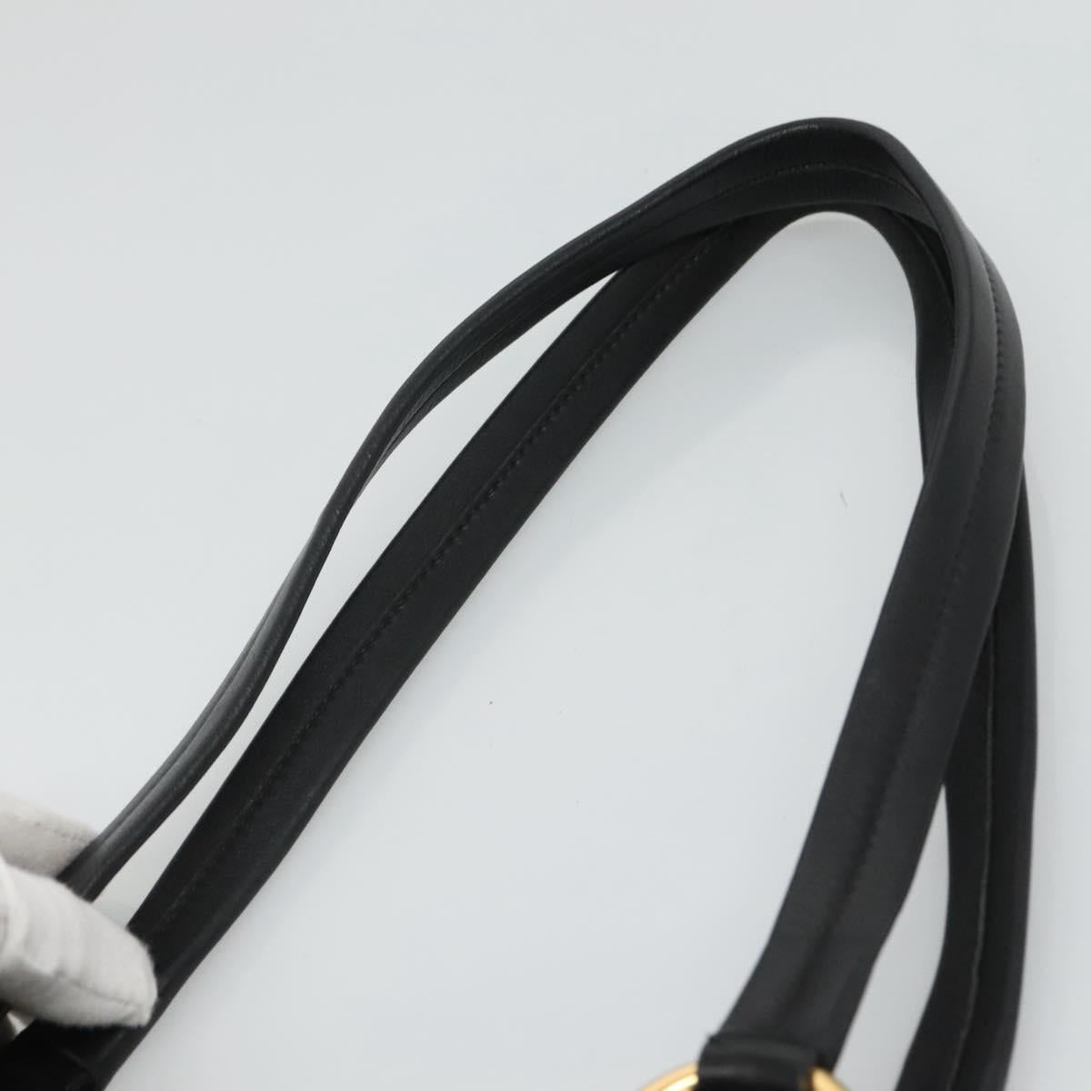 PRADA Tote Bag Leather Black Gold Auth bs22531