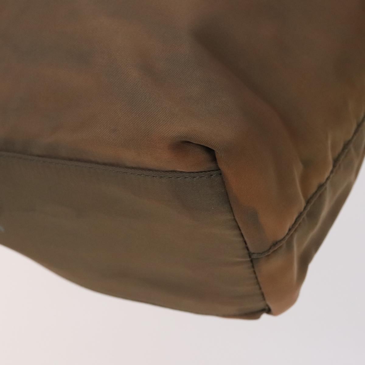 PRADA Hand Bag Nylon Leather 3Set Khaki Beige Auth bs22539