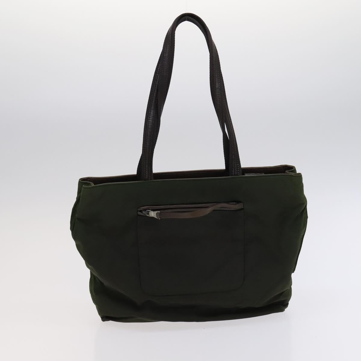 PRADA Hand Bag Nylon Leather 3Set Khaki Beige Auth bs22539