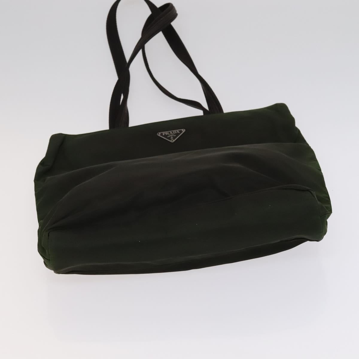 PRADA Hand Bag Nylon Leather 3Set Khaki Beige Auth bs22539