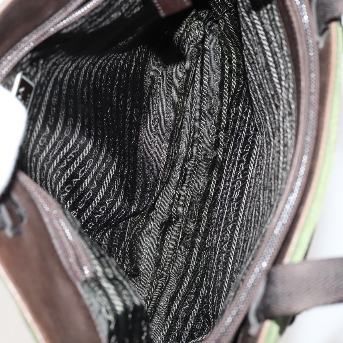 PRADA Hand Bag Nylon Leather 3Set Khaki Beige Auth bs22539